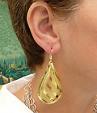 LARGE PEARDROP DANGLY 'GOLD' EFFECT EARRINGS PIERCED EAR HOOK-THROUGH FITTING